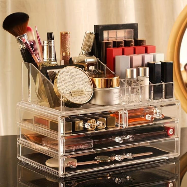 Acrylic Multi Layers Cosmetics Organizer With Drawer.
